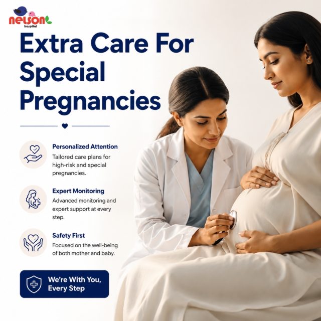 Extra Care for Special Pregnancies | Expert High-Risk Pregnancy Care at Nelson Hospital

Every pregnancy is unique, and some require extra attention, specialized monitoring, and advanced medical support. At Nelson Hospital, Nagpur, we provide comprehensive high-risk pregnancy care with experienced gynecologists, obstetricians, fetal medicine experts, and neonatal specialists dedicated to protecting the health of both mother and baby.

Whether you are expecting twins, managing gestational diabetes, high blood pressure, thyroid disorders, previous pregnancy complications, advanced maternal age, or any other high-risk condition, our team offers personalized treatment plans, regular prenatal check-ups, advanced fetal monitoring, diagnostic screenings, and round-the-clock medical care.

Our modern maternity facilities, NICU support, painless labour options, emergency obstetric care, and experienced maternity specialists ensure that every mother receives the safest possible pregnancy and delivery experience. From your first consultation to childbirth and postnatal recovery, we stand by your side with expert guidance, compassionate care, and continuous support.

At Nelson Hospital, your safety and your baby's well-being are always our highest priority.

Book your consultation today and experience trusted, specialized maternity care.
Best Mother and Child Care – Nelson Hospital

📍 Dhantoli & Wardhaman Nagar, Nagpur
📞 9518951959 / 9270205552
🌐 www.nelsonhospitals.com
.
.
.
#nagpurhospital #nagpur #nagpurcity #GynecologyCare #nelsonhospital #healthawareness #stayhealthy #stayhealthy #HealthcareExcellence #PremiumCare #AdvancedCare #TrustedDoctors #PatientFirst #patientfirst #QualityCare #qualitycare #nagpurhospital #wardhamannagar #nagpurcity #foryoü #foryouシ #foryoupage #viralreelsシ #virałreels #besthospital #nagpur  #viralpost